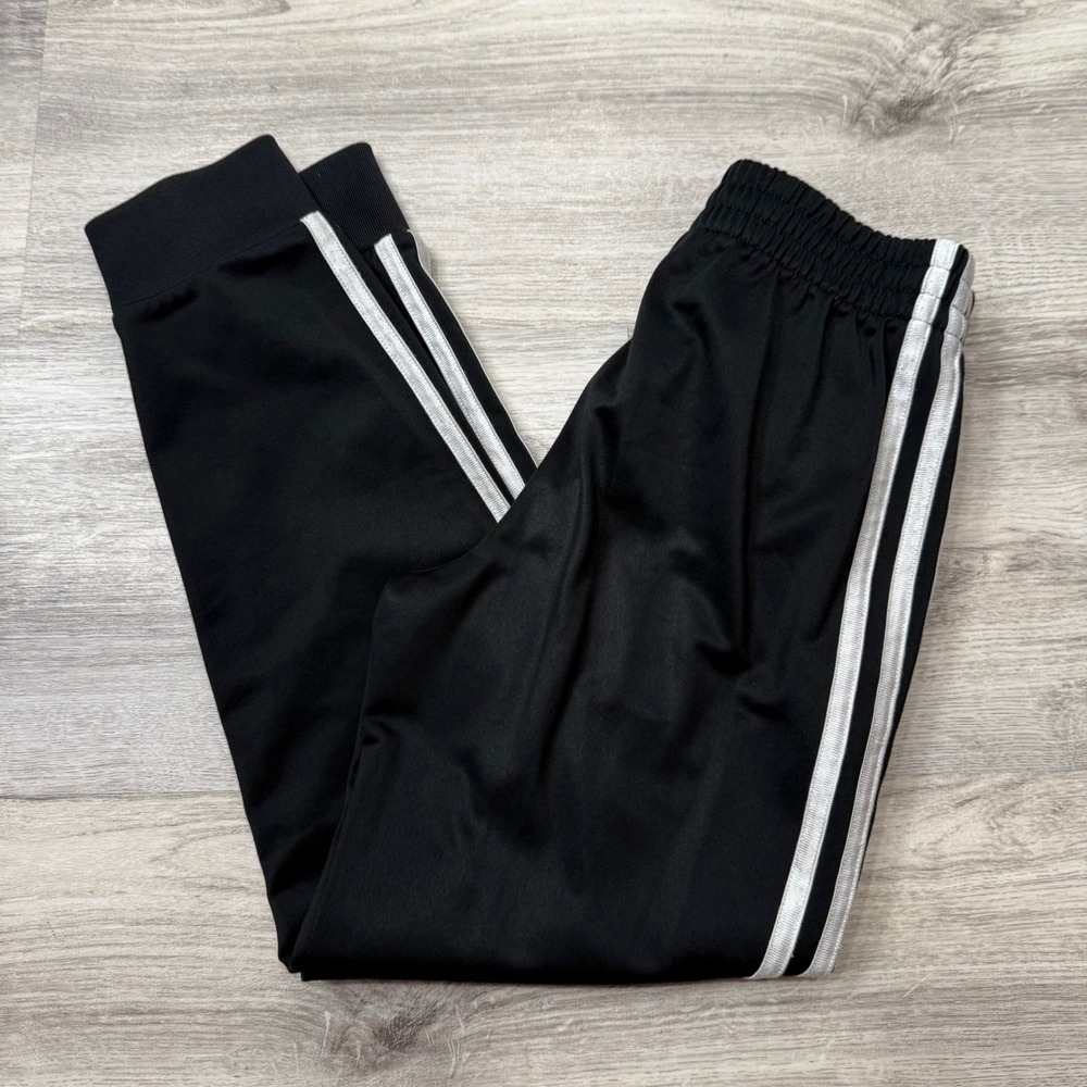Adidas Black Track Pants Three Stripe Athletic Joggers Kids Size S